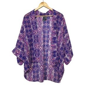 Purple & Pink Boho Patterned Duster Cardigan